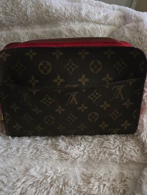 Louis Vuitton Monogram Wristlet with Red Accents